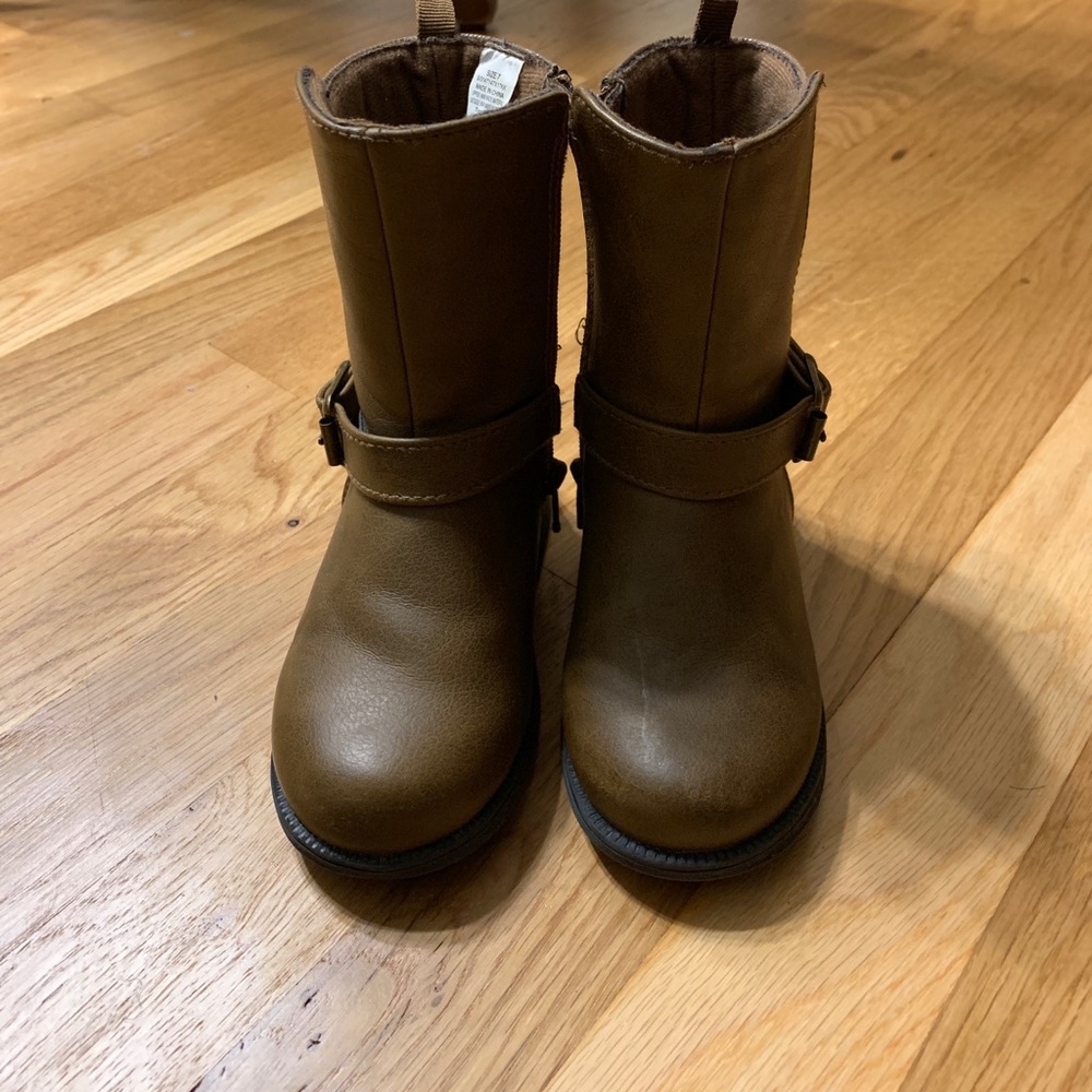 Brown Boots with Partial Faux Snake Design